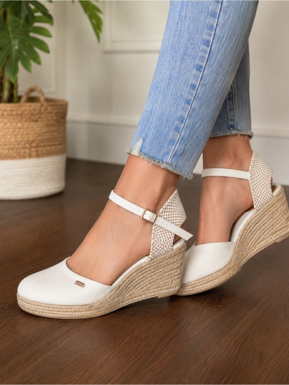 Esprit Off-White Espadrille Wedge Shoes